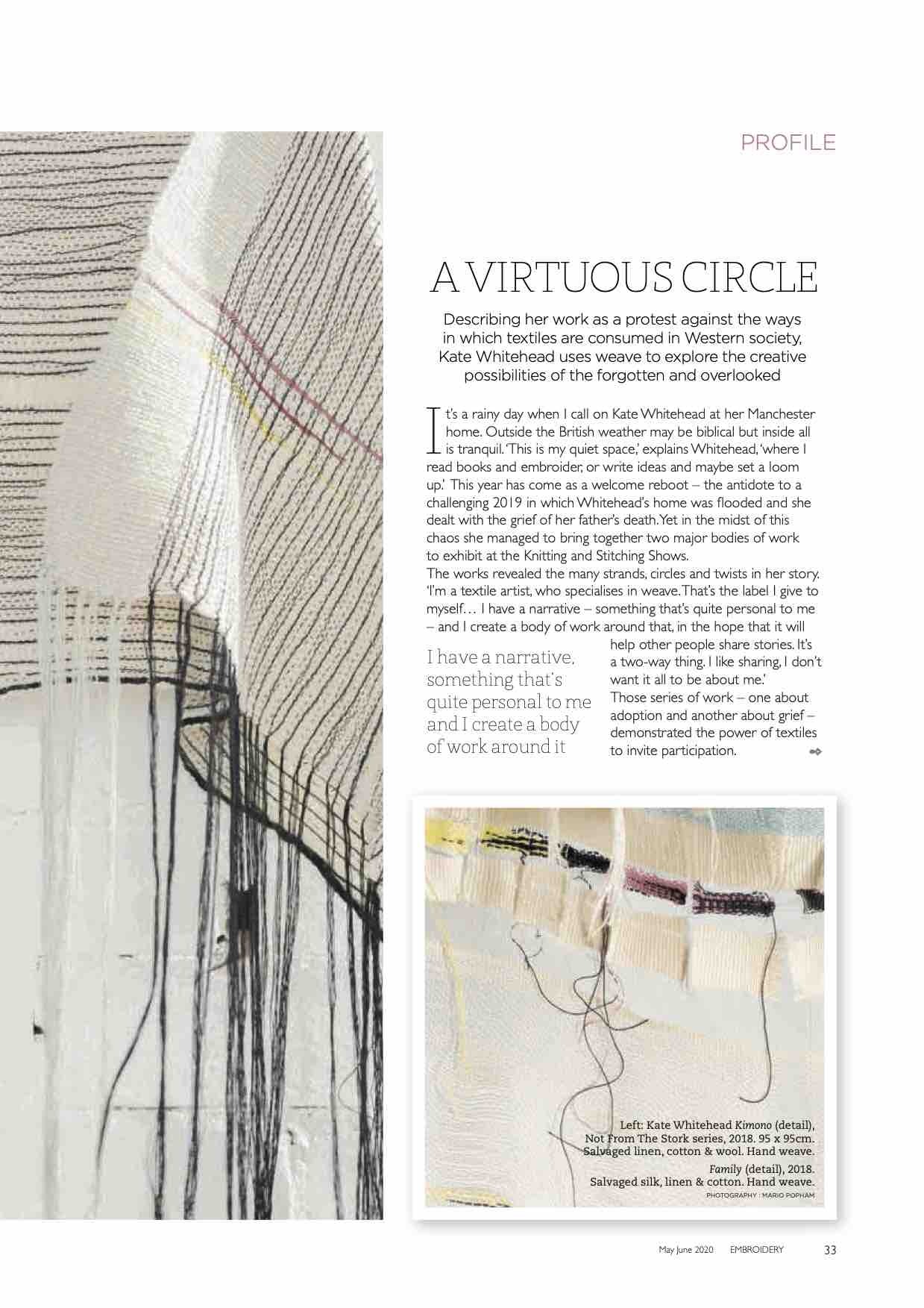 The Textile Art Magazine Embroidery  May/June 2020